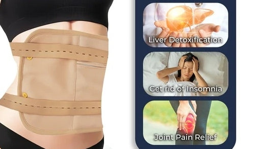 Castor Oil Pack Wrap for Abdomen and Waist - Benefits Include Liver Detoxification, Relief from Insomnia, and Joint Pain Relief. Reusable Bamboo Cotton Wrap with Adjustable and Leakproof Design