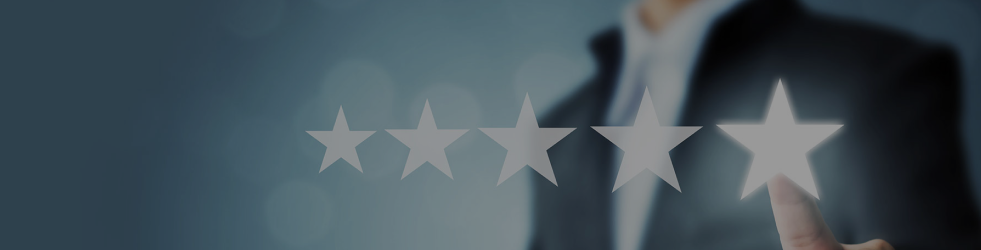 Feedback banner showing a hand interacting with five stars on screen, symbolising high-quality service and customer trust on Brit Finds desktop page