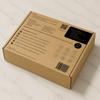 Back side of Ancient Essence Castor Oil Kit box showing full product details — includes application instructions, usage, precautions, and ingredients on white-grey marble 
