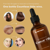 BritFinds 100 ml castor oil bottle on right side with top text 'One Bottle. Countless Benefits.' Left side features before-and-after images for hair, skin, and brows showing visible improvements 
