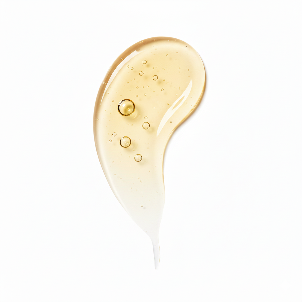 Close-up view of 200ml castor oil texture, highlighting the rich, thick, and pure consistency of the natural cold-pressed oil for hair, skin, and lash nourishment.