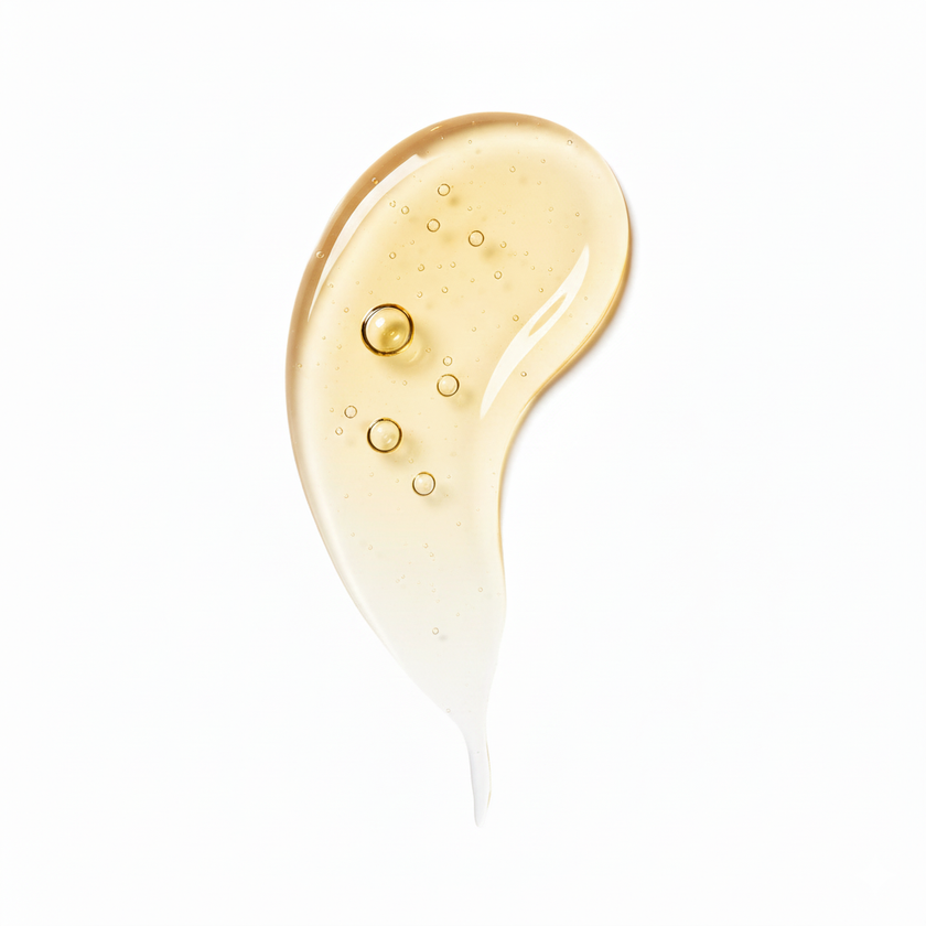 Close-up view of 200ml castor oil texture, highlighting the rich, thick, and pure consistency of the natural cold-pressed oil for hair, skin, and lash nourishment.